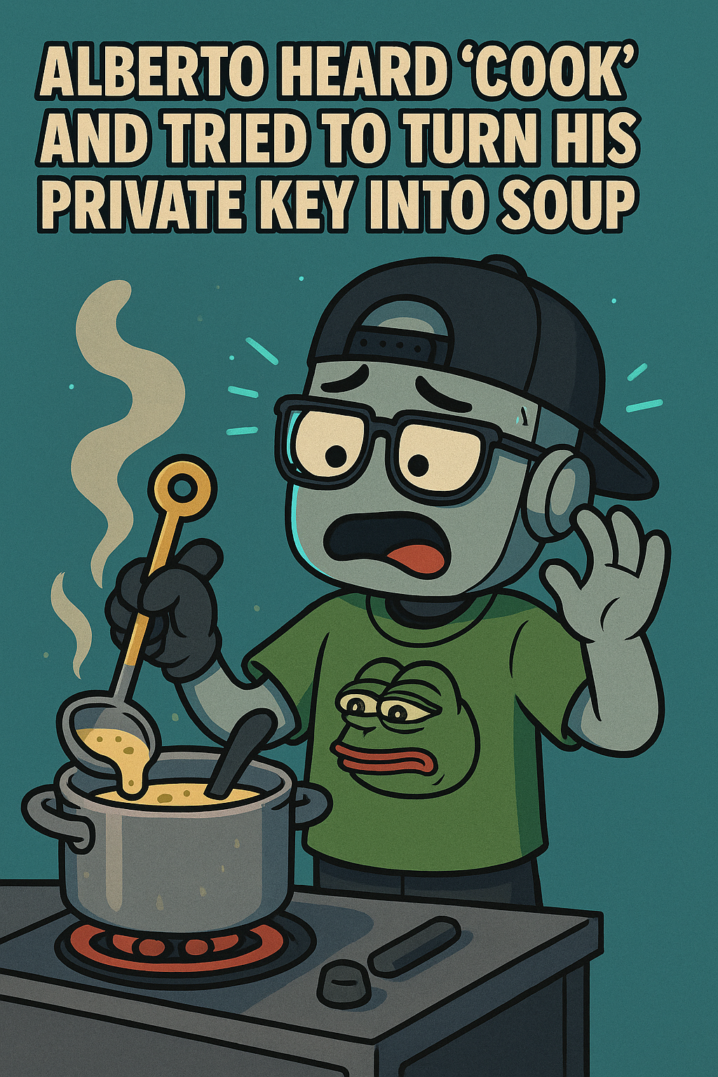 Alberto heard 'cook' and tried to turn his private key into soup.